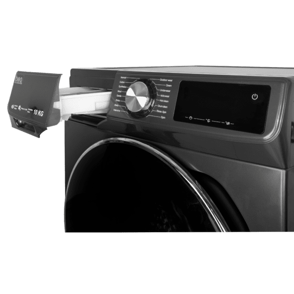 Panneau de contrôle intuitif de la machine à laver beq 10Kg BEQ01C1024, avec options de lavage variées pour différents types de linge